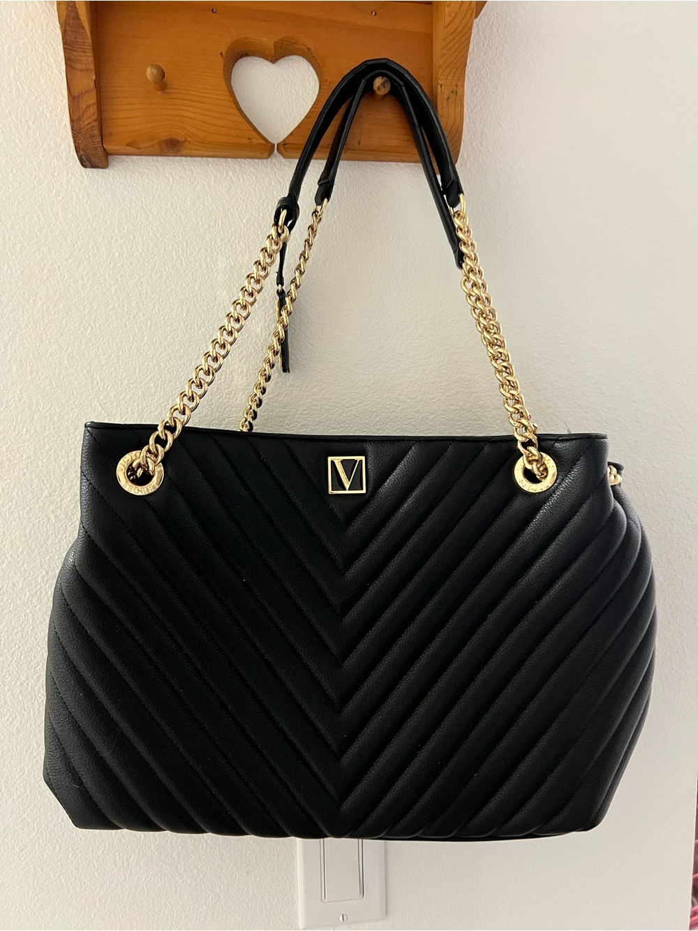 Victoria's Secret Black Quilted Purse & Matching Wallet